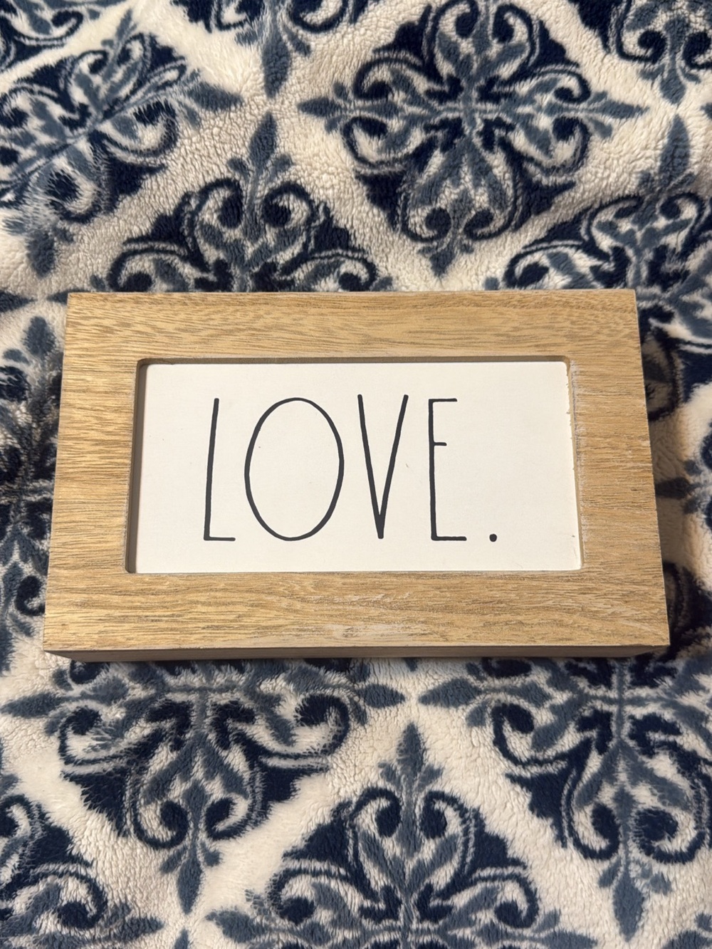 Rae Dunn LOVE Sign - White & Natural Wood